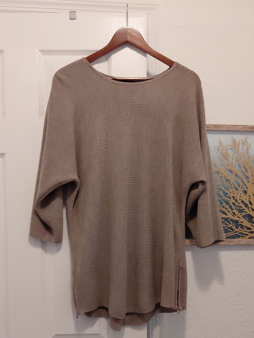Worthington Taupe Ribbed Crew Neck Sweater
